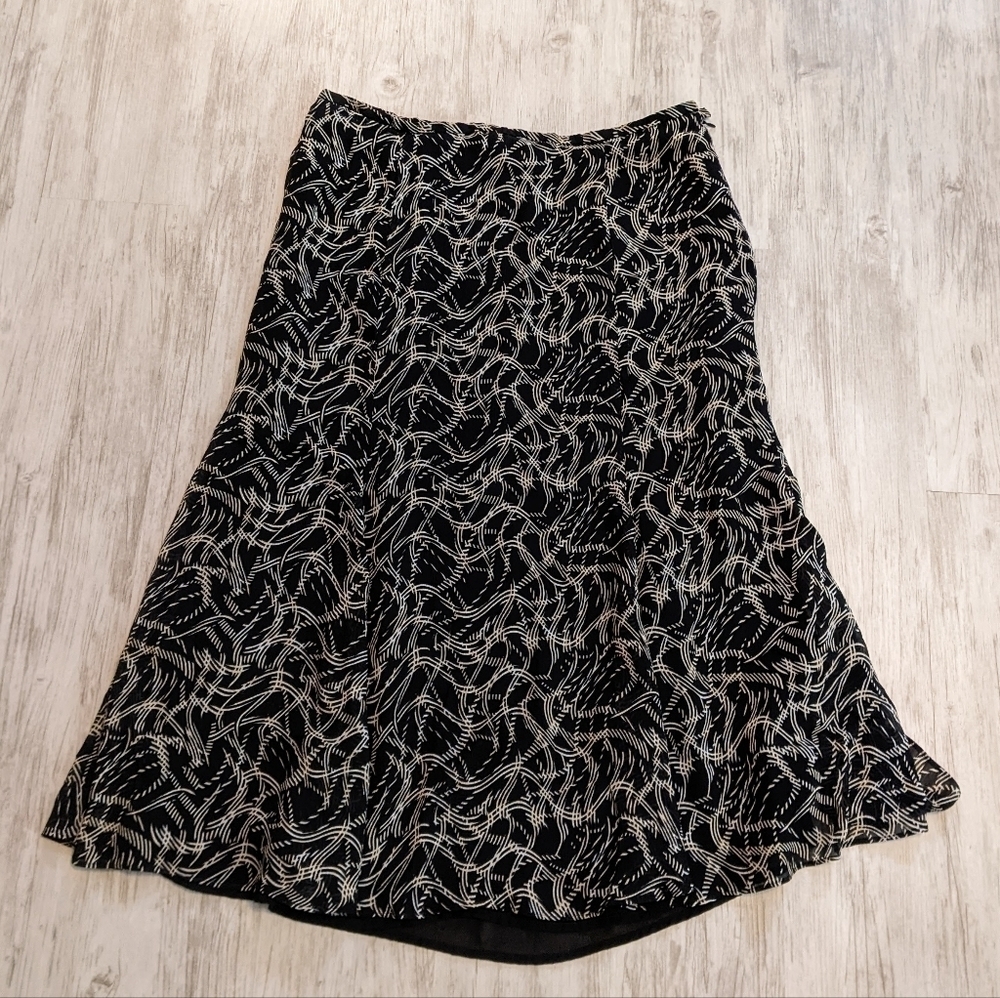 Y2K Retro Metallic Swirls Multicolor Career Midi‎ Skirt by Jones Wear Size 14
